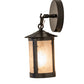 Meyda Lighting Fulton 5" Craftsman Brown Prime Hanging Wall Sconce With Silver Mica Shade Glass