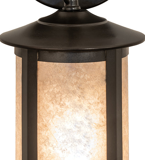 Meyda Lighting Fulton 5" Craftsman Brown Prime Hanging Wall Sconce With Silver Mica Shade Glass