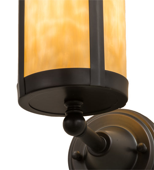 Meyda Lighting Fulton 5" Craftsman Brown Prime Wall Sconce With Beige Art Shade Glass