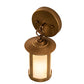 Meyda Lighting Fulton 5" Satin Brass Prime Hanging Wall Sconce With White Iridescent Shade Glass