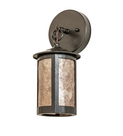 Meyda Lighting Fulton 5" Timeless Bronze Vein Prime Hanging Wall Sconce With Silver Mica Shade Glass