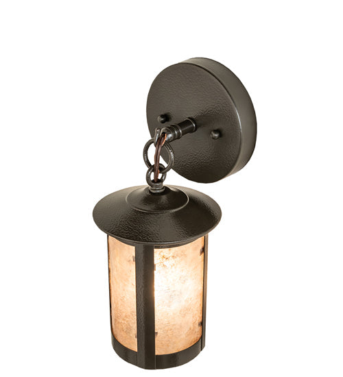 Meyda Lighting Fulton 5" Timeless Bronze Vein Prime Hanging Wall Sconce With Silver Mica Shade Glass