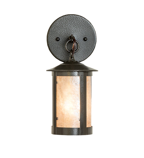 Meyda Lighting Fulton 5" Timeless Bronze Vein Prime Hanging Wall Sconce With Silver Mica Shade Glass