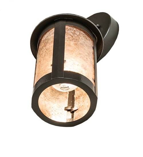 Meyda Lighting Fulton 5" Timeless Bronze Vein Prime Hanging Wall Sconce With Silver Mica Shade Glass