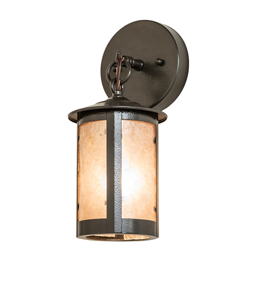 Meyda Lighting Fulton 5" Timeless Bronze Vein Prime Hanging Wall Sconce With Silver Mica Shade Glass