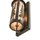 Meyda Lighting Fulton 5" Timeless Bronze Vein Tall Pines Hanging Wall Sconce With Silver Mica Shade Glass