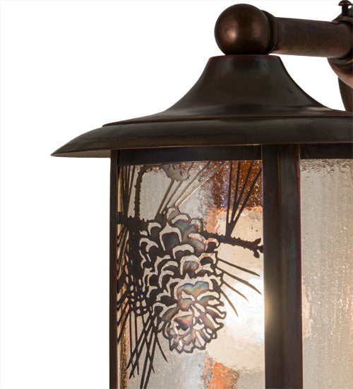 Meyda Lighting Fulton 54235 8" Vintage Copper Winter Pine Solid Mount Wall Sconce With Clear Seeded Shade Glass