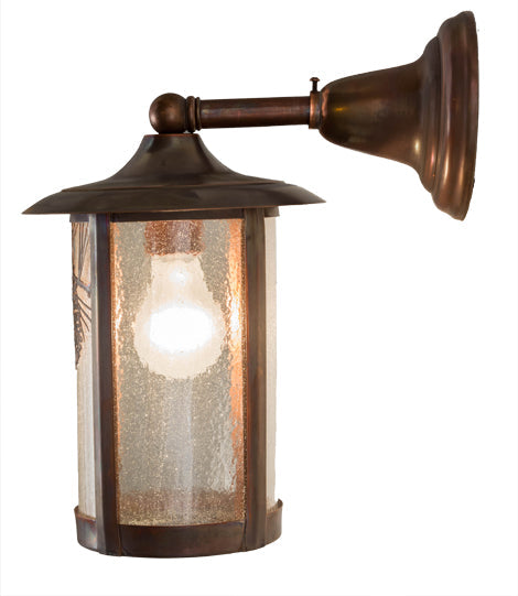 Meyda Lighting Fulton 54235 8" Vintage Copper Winter Pine Solid Mount Wall Sconce With Clear Seeded Shade Glass