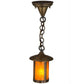 Meyda Lighting Fulton 6" Antique Brass Mini Pendant Light With Amber Mica Shade Glass