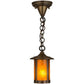 Meyda Lighting Fulton 6" Antique Brass Mini Pendant Light With Amber Mica Shade Glass