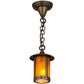 Meyda Lighting Fulton 6" Antique Brass Mini Pendant Light With Amber Mica Shade Glass