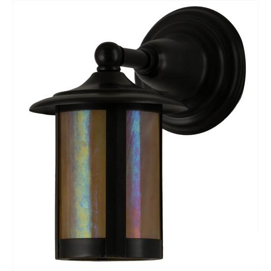 Meyda Lighting Fulton 6" Brown Wall Sconce With Beige Iridescent Shade Glass