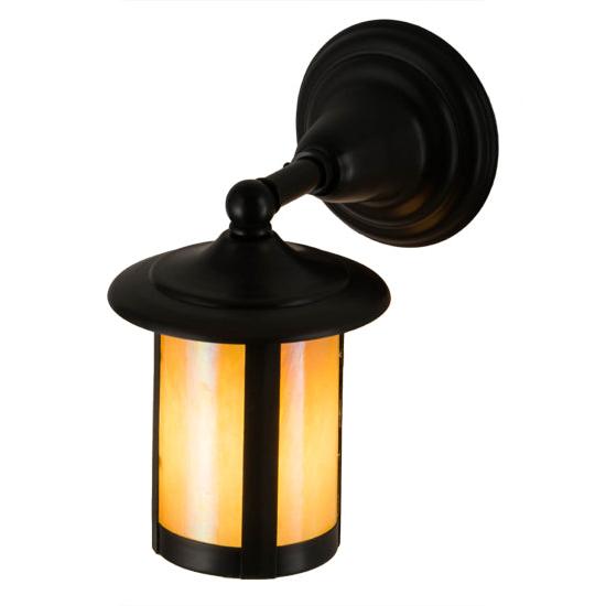 Meyda Lighting Fulton 6" Brown Wall Sconce With Beige Iridescent Shade Glass