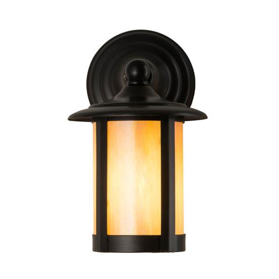 Meyda Lighting Fulton 6" Brown Wall Sconce With Beige Iridescent Shade Glass