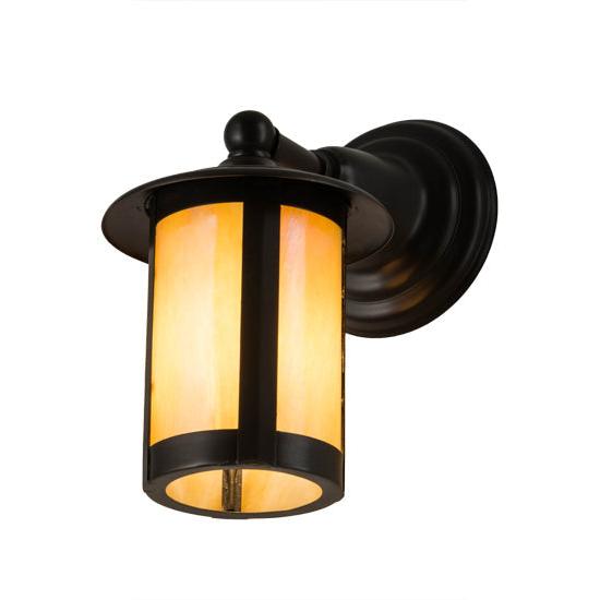 Meyda Lighting Fulton 6" Brown Wall Sconce With Beige Iridescent Shade Glass