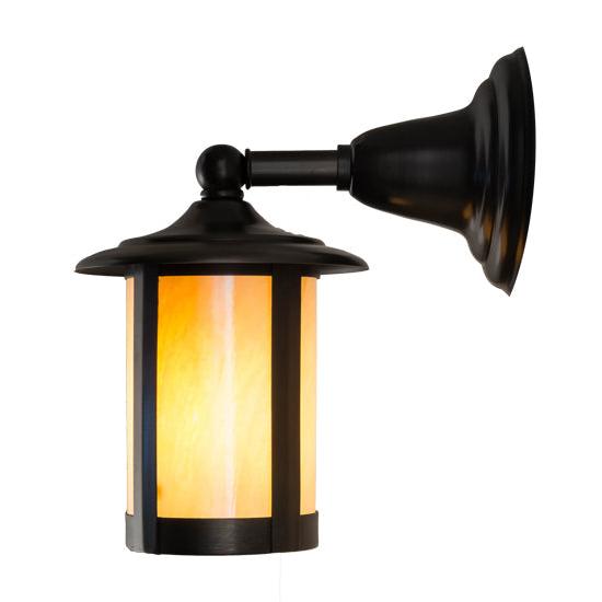 Meyda Lighting Fulton 6" Brown Wall Sconce With Beige Iridescent Shade Glass