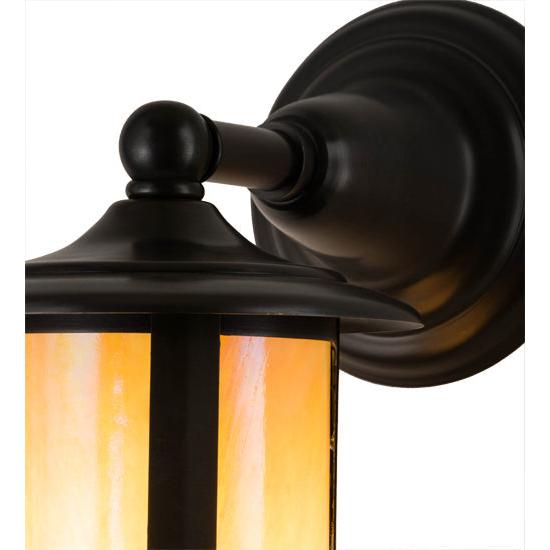 Meyda Lighting Fulton 6" Brown Wall Sconce With Beige Iridescent Shade Glass