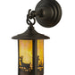 Meyda Lighting Fulton 6" Craftsman Brown Deer Creek Hanging Wall Sconce With Beige Iridescent Shade Glass