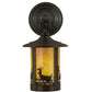 Meyda Lighting Fulton 6" Craftsman Brown Deer Creek Hanging Wall Sconce With Beige Iridescent Shade Glass