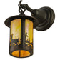 Meyda Lighting Fulton 6" Craftsman Brown Deer Creek Hanging Wall Sconce With Beige Iridescent Shade Glass