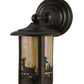 Meyda Lighting Fulton 6" Craftsman Brown Deer Creek Solid Mount Wall Sconce With Beige Iridescent Shade Glass
