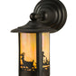 Meyda Lighting Fulton 6" Craftsman Brown Deer Creek Solid Mount Wall Sconce With Beige Iridescent Shade Glass