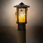 Meyda Lighting Fulton 6" Craftsman Brown On Brass Spider Web Outdoor Post Mount Light With Honey Amber Shade Glass