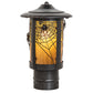 Meyda Lighting Fulton 6" Craftsman Brown On Brass Spider Web Outdoor Post Mount Light With Honey Amber Shade Glass