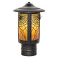 Meyda Lighting Fulton 6" Craftsman Brown On Brass Spider Web Outdoor Post Mount Light With Honey Amber Shade Glass