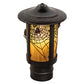 Meyda Lighting Fulton 6" Craftsman Brown On Brass Spider Web Outdoor Post Mount Light With Honey Amber Shade Glass