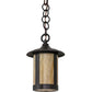 Meyda Lighting Fulton 6" Craftsman Brown Prime Mini Pendant Light With Beige Art Shade Glass