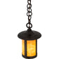 Meyda Lighting Fulton 6" Craftsman Brown Prime Mini Pendant Light With Beige Art Shade Glass