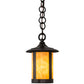 Meyda Lighting Fulton 6" Craftsman Brown Prime Mini Pendant Light With Beige Art Shade Glass