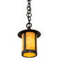 Meyda Lighting Fulton 6" Craftsman Brown Prime Mini Pendant Light With Beige Art Shade Glass