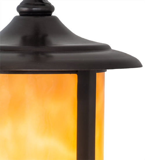 Meyda Lighting Fulton 6" Craftsman Brown Prime Mini Pendant Light With Beige Art Shade Glass