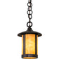 Meyda Lighting Fulton 6" Craftsman Brown Prime Mini Pendant Light With Beige Art Shade Glass