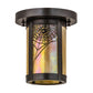 Meyda Lighting Fulton 6" Craftsman Brown Spider Web Flush Mount Light With Beige Iridescent Shade Glass