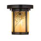 Meyda Lighting Fulton 6" Craftsman Brown Spider Web Flush Mount Light With Beige Iridescent Shade Glass