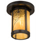 Meyda Lighting Fulton 6" Craftsman Brown Spider Web Flush Mount Light With Beige Iridescent Shade Glass