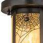 Meyda Lighting Fulton 6" Craftsman Brown Spider Web Flush Mount Light With Beige Iridescent Shade Glass