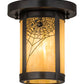 Meyda Lighting Fulton 6" Craftsman Brown Spider Web Flush Mount Light With Beige Iridescent Shade Glass