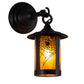 Meyda Lighting Fulton 6" Craftsman Brown Spider Web Hanging Wall Sconce With Amber Mica Shade Glass