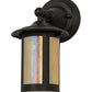 Meyda Lighting Fulton 6" Textured Black Prime Solid Mount Wall Sconce With Beige Iridescent Shade Glass
