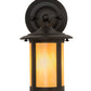 Meyda Lighting Fulton 6" Textured Black Prime Solid Mount Wall Sconce With Beige Iridescent Shade Glass