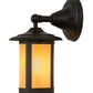 Meyda Lighting Fulton 6" Textured Black Prime Solid Mount Wall Sconce With Beige Iridescent Shade Glass