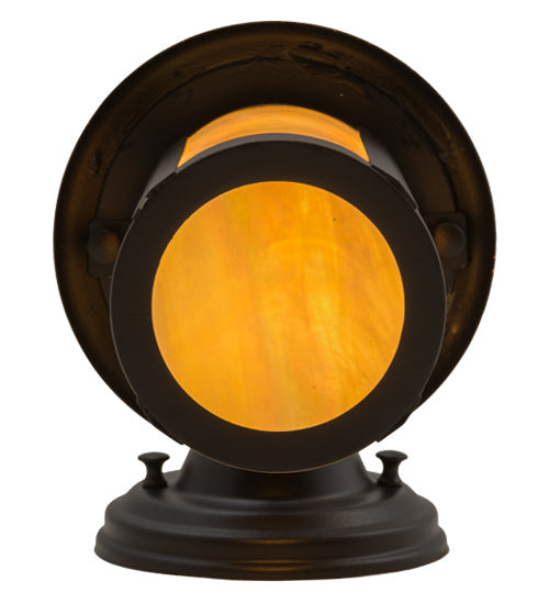 Meyda Lighting Fulton 6" Textured Black Prime Solid Mount Wall Sconce With Beige Iridescent Shade Glass