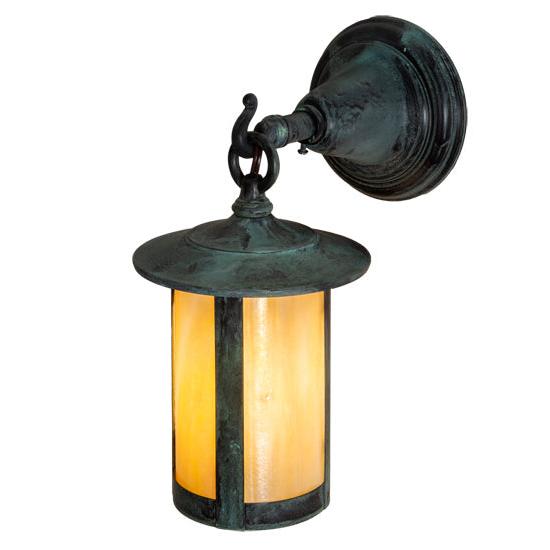 Meyda Lighting Fulton 6" Verdi Hanging Wall Sconce With Beige Shade Glass