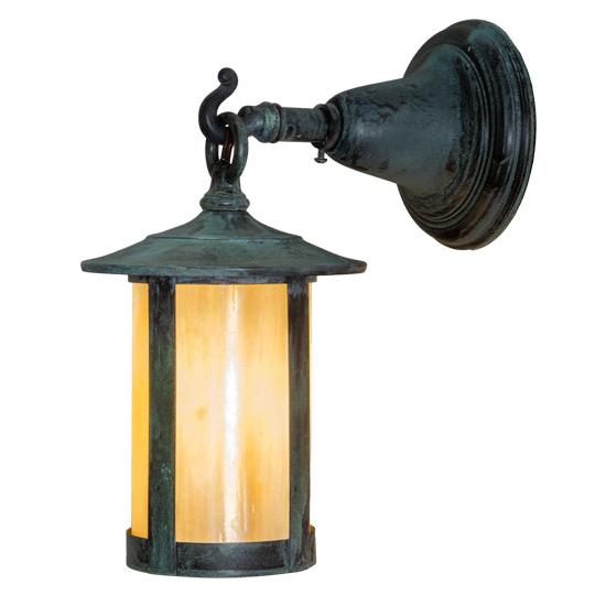 Meyda Lighting Fulton 6" Verdi Hanging Wall Sconce With Beige Shade Glass