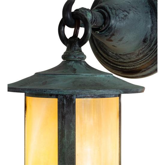 Meyda Lighting Fulton 6" Verdi Hanging Wall Sconce With Beige Shade Glass
