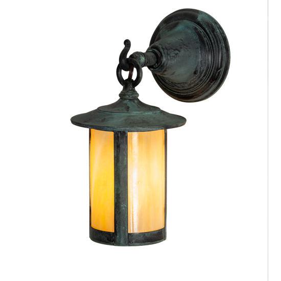 Meyda Lighting Fulton 6" Verdi Hanging Wall Sconce With Beige Shade Glass